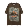 T-shirts pour hommes American Retro Pur Coton Vintage Manches courtes Hommes Ins Street Hiphop Lavé et en détresse Grande Taille Couple Top T-shirt