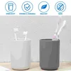 Mugs 2pcs Cup Creative Toothpaste Holder Tumbler Japanese Style Simple For Home Bathroom ( White And Grey )