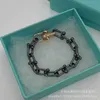 Designer Tiffany and Co Hardwear Series Horseshoe Bracelet en or noir S925 Argent sterling Sensation de qualité