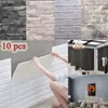 10 PCS 3D 벽 스티커 자체 접착 타일 방수 폼 패널 거실 TV 배경 보호 아기 벽지 38 35cm 21031273L