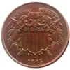 Stati Uniti 1865-1873 9 pezzi di date diverse per la scelta di monete da due centesimi in rame al 100% in vendita323e