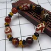 Bangle Natural Tibetan Dzi Bead Bangle Amulet Bless 9 Eyes Tibet Fengshui Dzi Bead Armband Lucky Apotropaion LDD240312