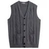 Mode Vneck poches tricotées plis Allmatch gilet pulls hommes vêtements 2023 automne hiver lâche coréen pulls décontracté hauts 240312