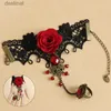 Perlé Halloween Femmes Rose Bracelets Steampunk Style Gothique Dentelle Bracelet Vampire Noir Cosplay Costume Prop Dames Bracelets BijouxL24213