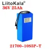 Liitokala 36V 25AH 21700 10S5P Batterie de vélo électrique 36V 25AH 1000W Batterie au lithium intégrée 30A BMS Motor de vélos électriques