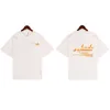 Summer Rhude 2023 New Collection Orange Letter Printing Simple and Elegant T-shirt Loose Mens and Womens Short Sleeves