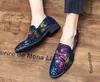 Designer Men 4103 Gold Printed Leather Shoes Loafers Street Dance Wedding Party Dress Sneaker Flats Breathable Casual Non-Slip Walking Shoes Plus Size 38-46