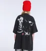 24ss Japón perro grande boca impresión lavada Vintage camiseta hombres camiseta Primavera Verano mujeres calle skateboard Casual Camiseta de algodón 0312