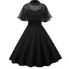 Abiti casual Blu Punk Gotico Due Pezzi Maglia Mantello Sling Per Le Donne 2024 Elegante Vintage Summer Party Cape Dress Retro Goth Vestidos