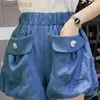 Damen-Shorts, blaue Shorts, süße gelbe Strand-Kawaii-Shorts zum Tragen, kostenloser Versand, klassische Elastizität, ldd240312