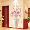Creative Peony Flowers Vase väggklistermärke för vardagsrum sovrum dekal 3D vägg klistermärken borttagbar dekoration målning dekor287o