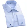 2024 Mannen Franse Manchet Overhemd Manchetknopen Witte Lange Mouw Casual Knoppen Mannelijke Merk Shirts Regular Fit Kleding 240312