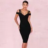 Casual Jurken HQBORY Klassieke Kwaliteit Vintage Bustier Zwarte Bandage Jurk Strap Off Schouder Corset Slanke Gebreide Strakke Party Club Vestido