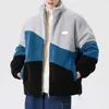 Jaquetas masculinas jaqueta de lã polar gola grossa quente parkas cashmere retalhos acolchoado casaco masculino blusão inverno