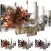 Senza cornice Set di 5 fiori Stampa artistica su tela Pittura murale astratta moderna Decorazione domestica Regalo per amore Scegli il colore Taglia286E