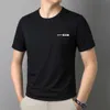 Modal Black T-shirt for Mens Short Sleeved Ice Silk Cool Feeling Quick Drying Summer Half Printed Round Neck Clothes
