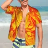Chemises décontractées pour hommes Chemise de feu en marbre Impression abstraite Vintage Hawaii Hommes Manches courtes Vacances Confortables Blouses surdimensionnées personnalisées