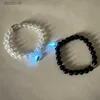 Perles 2 pièces éclairent aimant coeur perles amoureux Bracelets Couple BraceletsL24213