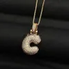 Ожерелья с подвеской ШАР ПИСЬМО НАЧАЛЬНЫЙ КУЛОН - Ожерелье Аликс Эрл Позолоченное ожерелье с кубическим цирконием в форме буквы «Пузырь» Подарки подружке невесты Начальный 144