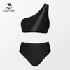 Badebekleidung Cups Black Mesh Bikini High Waist Badeanzug für Frauen Sexy Tank Top Zweiteiler Beachwear 2024 Badeanzug Wassersport 240311