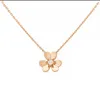 V Necklace High version petal clover necklace 18k rose gold full diamond single diamond lucky grass flower earrings smooth three leaf