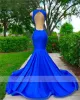 Royal Blue Jewel Neck Long Prom Dresses For Black Girls Applicants Birthday Party Dress Mermaid aftonklänningar Robes BC15273