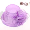 Zomer Organza Brede Rand Zonnebrandcrème Hoeden Voor Vrouwen Elegante Bloem Zonnehoed Kerk Bruiloft Opvouwbare Strand Cap 240309