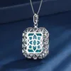 KQDANCE Gemaakt Saffier Paraiba Toermalijn Pariba Smaragd Edelsteen Diamanten Hanger Ketting met Grote Blauwgroene Steen Sieraden 240229