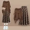 2024 Spring Loose Knitted Shawl Sweater Mini Pleated Short Skirt Two Piece Set Elegant Womens Sexy Outfits 240309