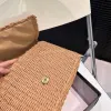 Women Raffias Designers Bag Fashion Metal Stain Handbag Beacs Weave Bags Luxury Mens Wallets Envelope Crossbody Clutch Straw Beach Counter Bag