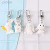 Keychains Lanyards Cute Rabbit Animal Pendant Keychain Keyring for Women Men Kids Friend Cartoon Kawaii Simple Bag Phone Jewelry Parts Wholesale ldd240312