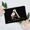 Cosmetic Bags Personalized Custom Initial Name Makeup Bag Make Up Case Bridal Shower Gift Canvas Toiletry Organizer Bridesmaid