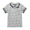 Baby Boy Polo Shirt Summer Dinosaur Printed Turn-Collar Tops For Kids Boys Shirts 3-7 Years Breattable Children kläder 240311