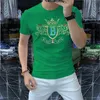 Camiseta polo de moda para hombre con estampado de letras de diamantes, camiseta holgada de manga corta con cuello redondo, talla M - 4XL