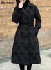 معاطف الخندق النسائية Fotvotee Winter Coat Women Stuper Stuper Recefly Twlar Fashion Elegant Long Parkas Vintage Streetwear Casual