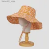 Breda randen hattar hink hattar omea fjäder blommor hink hatt sommar gul sol hatt kvinnor svart bredd floppy justerbar hatt mode fiskare hatt resa q240312