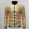 Men's Jackets Men Jacket Sequin Stage Show Dance Performance Coat For With Stand Collar Shiny Long Sleeves Slim Fit Zipper Closure Mid