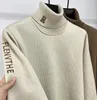 Pulls pour hommes haut de gamme marque tendance lettre broderie pull tricoté automne hiver peluche épaissie décontracté col chaud pull