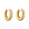 Brincos traseiros HECHENG Chunky Ear Cuff 18K banhado a ouro real latão liso exclusivo para mulheres