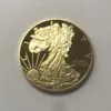 10 pcs the dom eagle badge 24k gold plated 40 mm commemorative coin american statue liberty souvenir drop acceptable coins234j