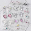Takılar 2pcs y2k Gümüş Renk Alaşımlı Rhinestone Kalp Çiçeği DIY Boncuk Bilezik Kolye Kolye Kolye Kolye Takı Mücevher Yapımı Malzemeleri