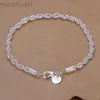 Bangle New Silver Color Jewelry For Women And Men Fashion Silver Color Chain Charm Flash Twisted Rope Bracelet Jewelry Bracelet H207 ldd240312