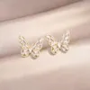 Stud Earrings Austyn Fashion Jewelry 14K Real Gold Plated Zircon Hollow Butterfly Sweet Girl Women's Daily Accessories