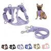 Dubbele hondenriem PVC Comfortabel en ademend hondenharnas en riemset Verstelbare borstband Halsbanden-f- Harnassen Leibanden 240307