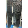 Jeans Jeans de créateur pour hommes violets pantalons cargo noirs autocollants maigres lavage léger déchiré moto Joggers vraies religions pantalons élastiques Denim 528