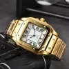 CARTXXX MEN MAN Orologio quadrato Orologi al quarzo di lusso Cassa in oro rosa Movimento con zaffiro Gioielli Fibbia design in acciaio inossidabile Orologio Splash Impermeabile Montre