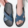 Slippers Leather Simple For Men Summer El Beach Shoes High Quality Big Size 38-48 Slip On Light Flats Male Flip Flops