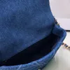 10a yüksek kaliteli denim tasarımcı çanta klasik flep çanta eyer çanta lüks çanta 25cm crossbody çanta elmas kafes zincir çantası hediye kutusu ambalaj mavi moda bayan çanta