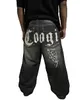 Workowate dżinsy hip hop punk y2k dżinsy męskie litera haft haft harajuku czarne damskie dżinsy szerokie nogi proste spodnie 230226