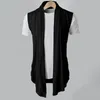 Men's Jackets Trendy Men Jacket Male Relaxed Fit Temperament Pure Color Open Stitch Cardigan Vest Irregular Hem